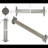 316 stainless steel boat trailer roller spindle dimensions diagram showing lengths from 135mm to 358mm