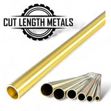 Cut Length Metals brass round tube cut to length showing hollow end face with range of available diameters