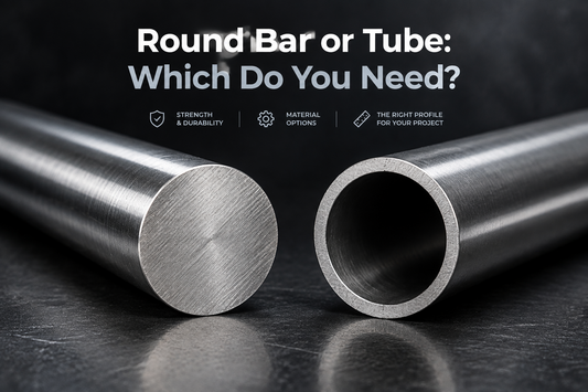 Solid metal round bar beside hollow metal tube, showing the difference between the two profiles.