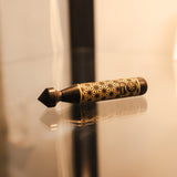 12mm brass deburr with a blackened brass with Kumiko pattern 