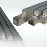 Stainless square bars on a white background